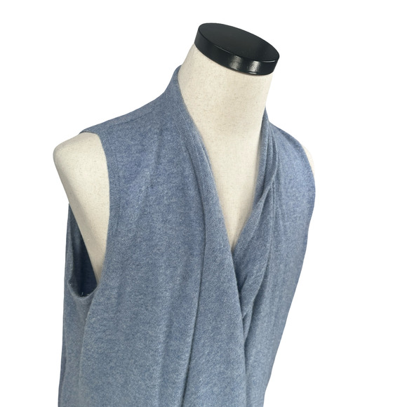 Soft By Naadam Long Cardigan Waterfall Vest Women’s XL Blue 100% Cashmere Open - Picture 2 of 8
